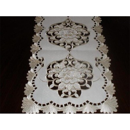 Tapestry Trading Tapestry Trading RC0446-1454 14 x 54 in. Embroidered Roses And Lacy Cutwork Table Runner; Ivory RC0446/1454